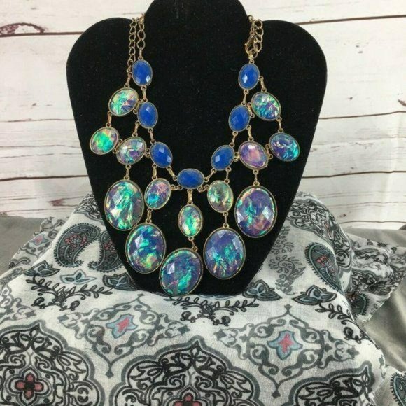 Elegant Prom Wedding Blue Cascading Necklace - Picture 1 of 8